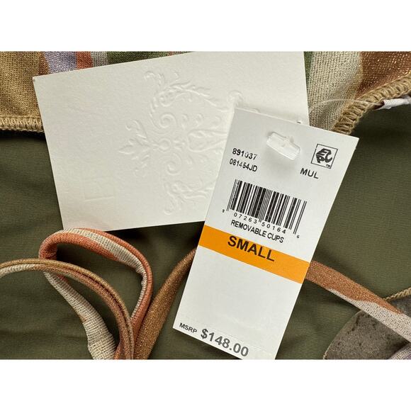 Becca by Rebecca Virtue One-Piece Swimsuit Canyon View Londyn Ring Gold Stripped - Picture 6 of 10